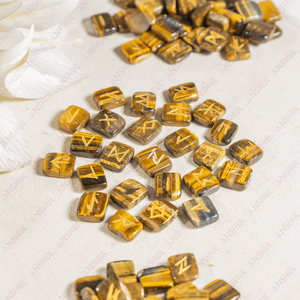 Juego de Runas de Ojo de Tigre Talladas, 25 Piezas, Feng Shui, Estilo Indio, Portátiles, Venta al Por Mayor - Product Image 2