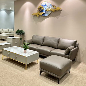 Sofá de Tres Plazas de Cuero Sintético con Tapicería de Piel Sintética y Patas de Hierro para Muebles del Hogar SFB68063 - Product Image 6