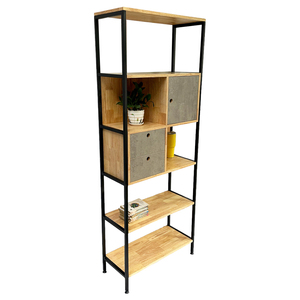 KS68170 Living Room Decorative Shelf with Drawers Rubber Wood and Iron Frame Standing Type Installation - Product Image 2