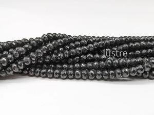 Cuentas Rondelle facetadas hechas a mano de 16 pulgadas, piedra preciosa de espinela negra de 4 mm para hacer joyas, regalo personalizado para ella - Product Image 2