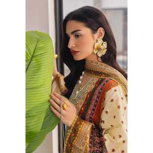 Traje de chifón de 3 piezas sin coser para mujer con bordado para uso diario - Product Image 3