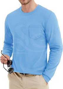 T-shirt à manches longues pour hommes, dernier design, anti-rides, col rond, Streetwear, léger et respirant pour le coton, couleur personnalisée, logo mince - Product Image 2