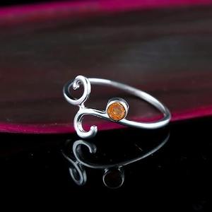 Anillo de citrino natural hecho a mano 925 plata esterlina sólida Color amarillo forma redonda 925 Plata estampada anillo de joyería de plata hecho a mano - Product Image 5