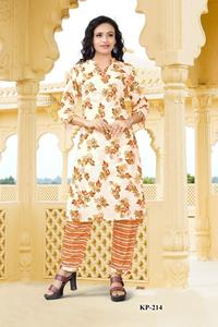 Conjunto de pantalón Kurti de tela de cápsula para mujer de uso diario étnico de India y ropa paquistaní en oferta - Product Image 3