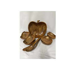 Salade en bois biologique faite à la main bol de fruits forme moderne en bois naturel plat de service alimentaire sans danger ustensiles de cuisine décoratifs - Product Image 1