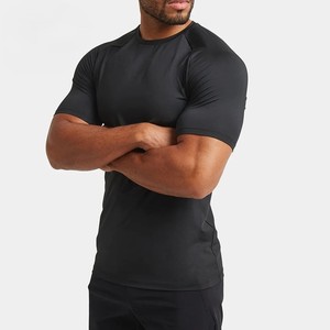 Élasthanne en polyester tricoté léger personnalisé coupe normale manches raglan T-shirt de gymnastique à séchage rapide pour hommes - Product Image 2