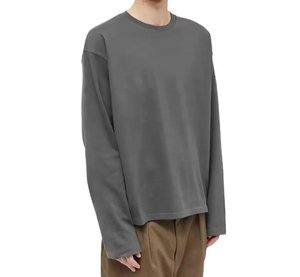 เสื้อยืดแขนยาวพิมพ์ลายโอเวอร์ไซส์สำหรับผู้ชายเสื้อคอกลมไหล่ตกหรูหรา - Product Image 1