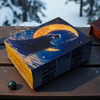 Journal de sorcellerie gothique en cuir de lune imprimé à la main 400 pages livre des ombres sorcière sort Vintage livre relié de Noël