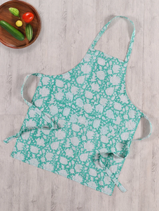 Delantal de algodón Bloque impreso algodón orgánico ropa de mujer delantal de chef Delantal de cocina - Product Image 3