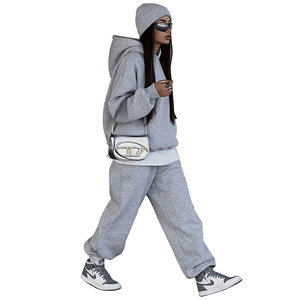 Ensemble sweat-shirt et jogging pour femme, logo personnalisé, 100% coton, écologique, respirant, couleur unie, imprimé, sweat-shirt pour l'hiver - Product Image 5
