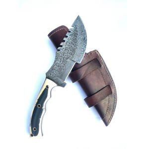 Couteau de chasse en acier Damas sur mesure, fait à la main, lame pleine, couteau de camping en plein air, couteau professionnel en acier Damas - Product Image 2