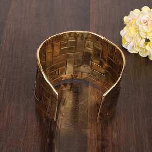 Brazalete de latón crudo de 69 mm con incrustaciones, brazalete tipo canal, brazalete ancho hecho a mano, estilo moderno, artesanía MS - Product Image 2