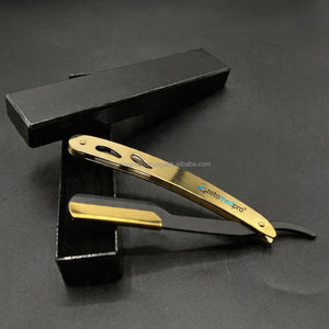 มีดโกนหนวดตรงแบบกำหนดโลโก้เองได้ ขายดีที่สุด ผลิตจากสแตนเลส ใบมีดสีดำทองเปลี่ยนได้ สำหรับโกนหนวดแบบเปียก ขายส่ง - Product Image 6