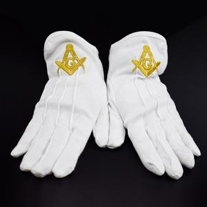Masonic Regalia 100% Cotton White Craft Masonic Square & Compass Masonic Grand Lodge White Gloves Freemasonry Regalia <b>Accessory</b> - Product Image 2