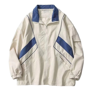 2025 hommes ample respirant toile veste dernière mode Campus Style personnalisable motif Logo fermeture éclair coupe-vent veste - Product Image 1