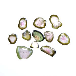 High Quality 11-Piece <b>Watermelon</b> Bio Tourmaline Slices Natural Loose Gemstones High End Gemstone Collection - Product Image 1