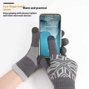 Vêtements d'hiver en gros, gants multifonctions en laine 100% tricotés, longueur poignet, doigts entiers, compatibles avec les écrans tactiles, détection des aiguilles, pour l'extérieur - Product Image 4