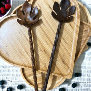 Vente en gros au Vietnam Artisanat et Cuillère en bois naturel Plateau en bois au design unique Plaque en bois avec logo laser fabriqué en Eco2go - Product Image 3