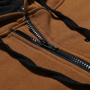 Venta al por mayor de alta calidad sudaderas con capucha de fácil ajuste cremallera antiarrugas logotipo frontal patrón digital color marrón sudaderas con capucha para hombres y mujeres - Product Image 5