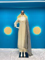 ENSEMBLE HAUT, PANTALON ET DUPATTA EN FAUSSE GEORGETTE BRODÉE DE PAILLETTES, HAUTE QUALITÉ, 4 SAISONS, SPÉCIAL RAMADAN, TENDANCE, POUR FESTIVALS