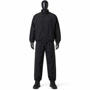 Custom <b>Black</b> Tracksuit Men <b>Windbreaker</b> Jacket & Pants Set Lightweight Training Jogging Suit OEM Sportswear - Product Image 1