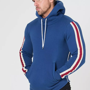 New Look Oversize Men's Pullover Hoodie Logotipo bordado personalizado Tela polar Algodón Mezclado Side Stripe Design - Product Image 6