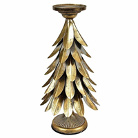 Juego de Árboles de Navidad Hechos a Mano con Purpurina Dorada, Base de Madera, Decoración Festiva Moderna para Mesa