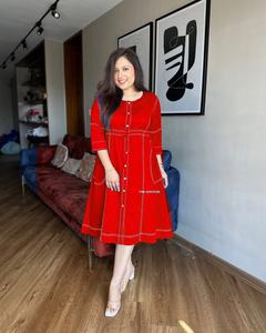 Elegante Vestido Tipo Camisero de Mezclilla para Mujer, Vestido Personalizado con Corte Evase para Verano, Formal, Modesto, Profesional, Mangas Largas, Talla Grande - Product Image 2