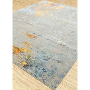 พรมขนสัตว์และไหมไผ่ถักมือสีเทาและดำ ลายแบบนามธรรม รุ่น Srb(702) สำหรับใช้ในบ้าน - Product Image 2