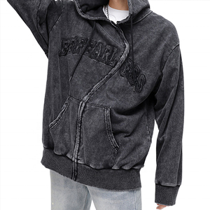 Pull-over vintage en gros 2025, séchage rapide, lavage à l'acide, 100% coton molletonné, surdimensionné, lourd, impression personnalisée, broderie, hiver - Product Image 4