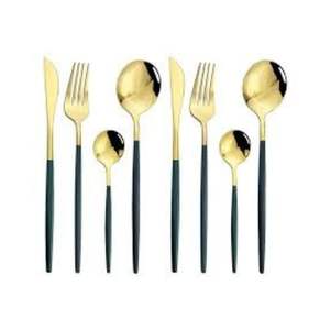 Ensemble de couverts en acier inoxydable moderne avec manche en émail, ensemble de couverts élégants pour la maison, la table de mariage - Product Image 1