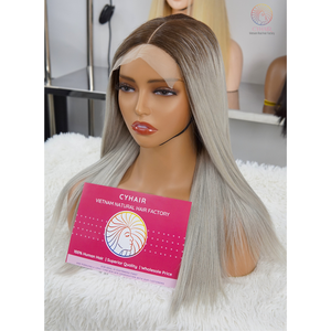 Perruques en dentelle droites d'os de super qualité 100% Fournisseurs de perruques droites d'os de cheveux bruts vietnamiens - Product Image 1