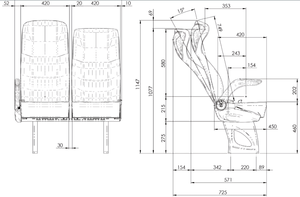 Nuevos Asientos Plegables de Lujo para Camper Van con Respaldo Reclinable Fijo, Cómodos, en Tela y Cuero GRL GS 500, Gran Venta - Product Image 3