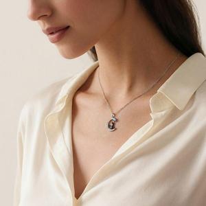 Jeulia Custom <b>Black</b> <b>Cat</b> Moon Pendant Necklace with Birthstone - Product Image 5