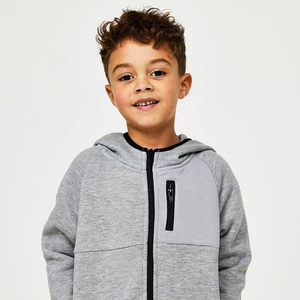 ชุดวอร์มเด็กผู้ชาย ผ้าฝ้ายฟลีซหนานุ่ม ไซส์ใหญ่ ระบายอากาศได้ดี ชุดเซ็ตเสื้อฮู้ดซิปและกางเกงจ็อกเกอร์ สีพื้นเรียบ  รับสกรีนโลโก้ - Product Image 6