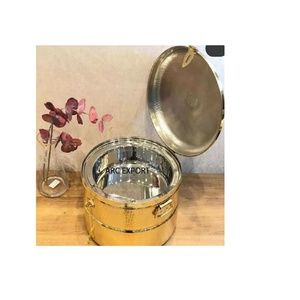 Plato de frotamiento de lujo de estilo de diseño abierto de Color plateado decoración de forma redonda Metal 2 conjunto de decoración plato de frotamiento de comida antiguo - Product Image 1