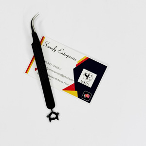 Pince à cils à pointe de fibre de haute qualité Produit le plus vendu Pince à épiler incurvée enduite de poudre brune Pince à épiler d'isolation Durable - Product Image 3