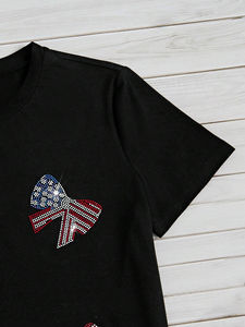 T-shirts en coton d'hiver pour femmes de haute qualité en gros, avec strass, imprimés sur mesure, col rond, fabricants OEM, écologiques, séchage rapide - Product Image 5