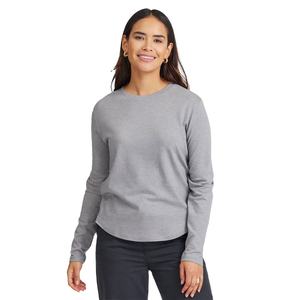 Logo personnalisé pour femmes gris chemise à manches longues décontracté mélange de coton respirant et durable haut tendance parfait pour décontracté et un usage quotidien - Product Image 1