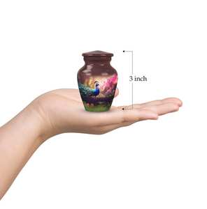 Paon Amour Urne Mémorial pour Cendres Humaines Scène de Jardin Urne de Réglage Naturel Oeuvre Unique Urnes Décoratives Mémoire des Amoureux des Oiseaux - Product Image 2