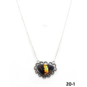 Collier style Southwest en turquoise et argent sterling, motif fleur et chiffres serti clos, chaîne à maillons, bijoux religieux - Product Image 2