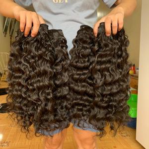 Extensiones de cabello humano de color natural con mechones rizados birmanos de pelo vietnamita virgen de buena textura - Product Image 3