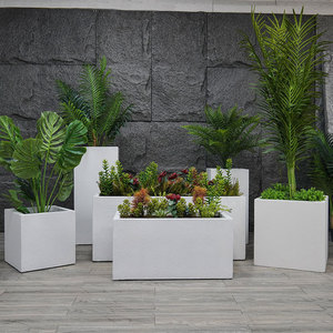 Maceta grande de lujo de acero inoxidable maceta de metal blanco para plantas grandes - Product Image 4