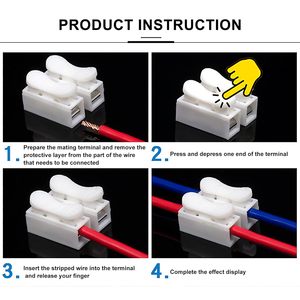 Terminales de Cable de Resorte Rápido sin Soldadura para Automoción, CH1 CH2 CH3, de Cobre, Conectores de Abrazadera de Resorte - Product Image 5