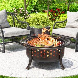 Bol extérieur en fer avec large diamètre et bord soudé solide idéal pour les soirées familiales de feu de jardin - Product Image 4