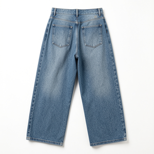 Jean en denim taille haute ample et large pour femme, style streetwear Y2K, teint en pièce, délavé vintage, écoresponsable, coupe ample et longue - Product Image 2