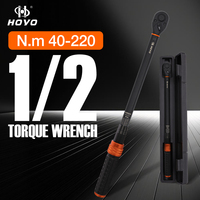 Clé dynamométrique à cliquet métrique 1/2 pouce 40-220 Nm |   Clé à cliquet réversible à 72 dents, précision de 4 %, poignée en aluminium, corps noir, OEM