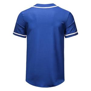 Maillot de baseball bleu à manches courtes de qualité supérieure chemises de l'équipe de jeunes bouton complet Logo personnalisé tissu doux grande taille prix d'usine - Product Image 3