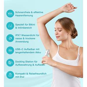 Depiladora Eléctrica para Mujer, Afeitadora Facial e Íntima Húmeda y Seca para Piel Sensible, Impermeable con Batería - Product Image 2