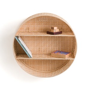 Circle <b>Wall</b> Hanging Natural <b>Bookcase</b> Modern Luxury Round Bamboo Bookshelf <b>Wall</b>-<b>mount</b> Shelf for Bedroom and Living Room - Product Image 1